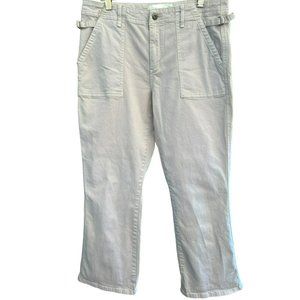 Anthropologie Women's Light Khaki Cargo Pants Size 31 Adjustable Waist